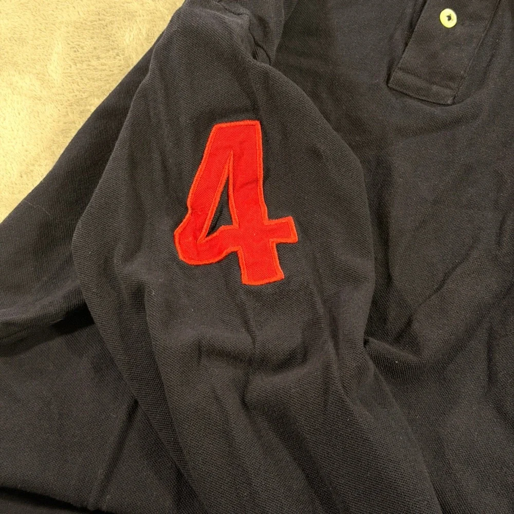 Polo Ralph Lauren Polo Shirt Mens XXL Navy Big Pony Long Sleeve Cotton 4 Patch